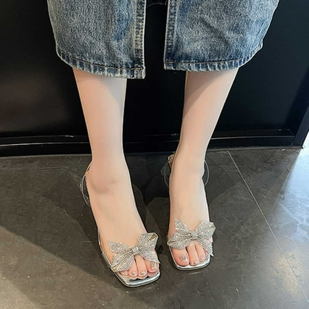 Jacenvly 2024 New Summer New One-Line Sandals Transparent Ribbon Bow Rhinestone High-Heeled Sandals Silver Sandals for Women Clearance
Jacenvly 2024 New Summer New One-Line Sandals Transparent Ribbon Bow Rhinestone High-Heeled Sandals Silver Sandals for Women Clearance