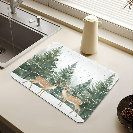 Two Deer Are in The Snow Drying Mat Diatomaceous Earth Super Absorbent Non-slip Rubber Sole Heat Resistant 230 Degrees Fahrenheit 19.7×15.7in
Two Deer Are in The Snow Drying Mat Diatomaceous Earth Super Absorbent Non-slip Rubber Sole Heat Resistant 230 Degrees Fahrenheit 19.7×15.7in