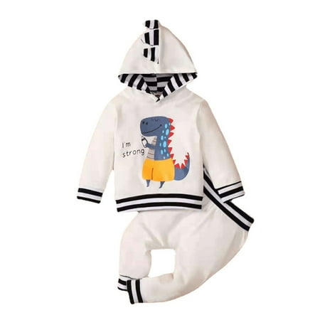 Honeeladyy Infant Boys And Girls Dinosaur Print Striped Hooded Long-sleeved + Trousers Suit White
Honeeladyy Infant Boys And Girls Dinosaur Print Striped Hooded Long-sleeved + Trousers Suit White