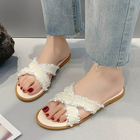 Ykohkofe Fashion Summer Women Slippers Cross Strap Cloth Strap Flat Bottom Lightweight Comfortable
Ykohkofe Fashion Summer Women Slippers Cross Strap Cloth Strap Flat Bottom Lightweight Comfortable