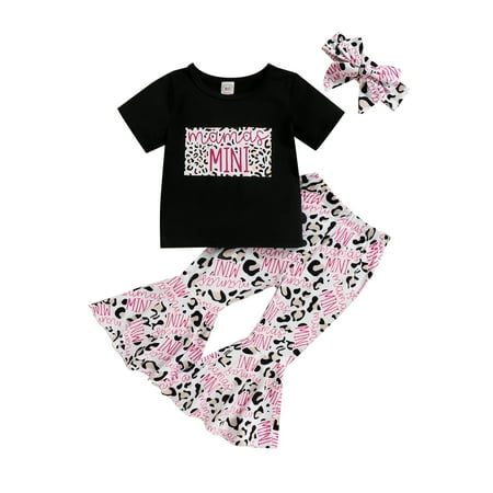 CenturyX Kids Baby Girls Short Sleeve Tops Flared Pants Bow Headband Leopard Letter Print Summer Clothing Black 12-18 Months
CenturyX Kids Baby Girls Short Sleeve Tops Flared Pants Bow Headband Leopard Letter Print Summer Clothing Black 12-18 Months