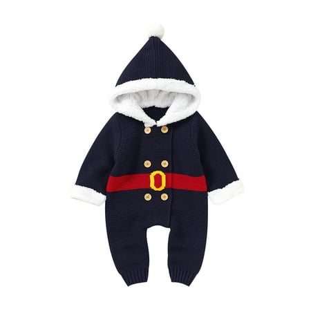 IZhansean Christmas Infant Baby Girls Boys Romper Knitted Long Sleeve Double Breasted Hooded Sweater Jumpsuit Blue 6-12 Months
IZhansean Christmas Infant Baby Girls Boys Romper Knitted Long Sleeve Double Breasted Hooded Sweater Jumpsuit Blue 6-12 Months