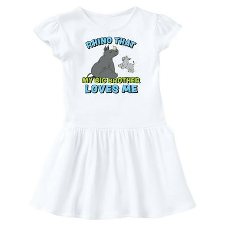 Inktastic Rhino That My Big Brother Loves Me with Cute Rhinos Gift Toddler Girl Dress