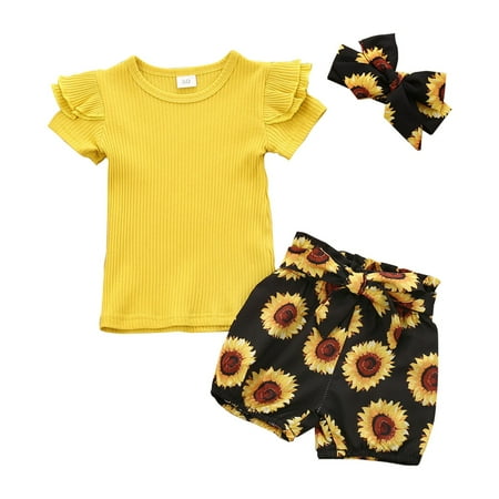 Baby Girl Clothes Baby Girl Shorts Set Summer Clothes Short Sleeve Onesie Tops Ribbed Outfit(Yellow 18-24 Months )
Baby Girl Clothes Baby Girl Shorts Set Summer Clothes Short Sleeve Onesie Tops Ribbed Outfit(Yellow 18-24 Months )