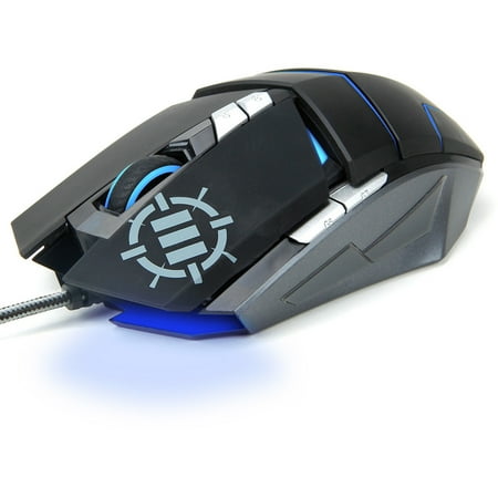 ENHANCE GX-M3 Optical Wired Gaming Mouse Mice with 2800 DPI, 7 Programmable Buttons, Weight Tuning and 4 LED Colors - Works with Apple, ASUS, HP and More Gaming Laptops and Desktops