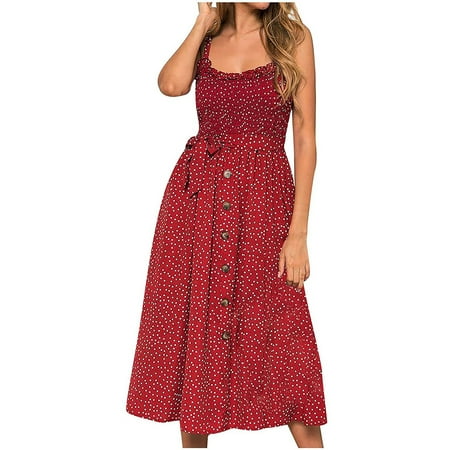 Maxi Dress for Women Summer Dress Women Fashion Summer Seaside Sling Wave Point Ruffle Casual Dress Summer Savings Sundresses for Women Sexy Dresses for Women Valentines Dress Red M
Maxi Dress for Women Summer Dress Women Fashion Summer Seaside Sling Wave Point Ruffle Casual Dress Summer Savings Sundresses for Women Sexy Dresses for Women Valentines Dress Red M