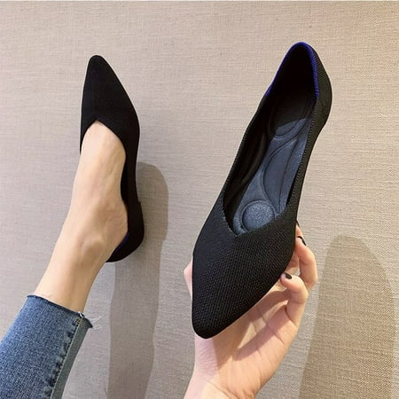 Spring and autumn flat shoes fashion leisure Women s flat shoes pointed knitting elastic comfortable boutique shoes