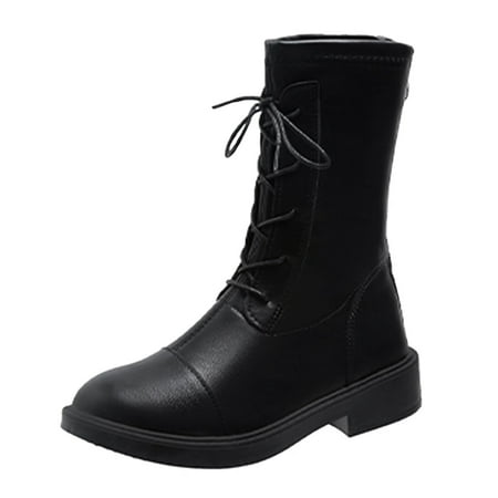 Black Boots for Women Fashion Women Artificial Leather Solid Color Autumn Thick Sole Square Heels Lace Up Short Booties Round Toe Shoes Ankle Boots for Women PU Black
Black Boots for Women Fashion Women Artificial Leather Solid Color Autumn Thick Sole Square Heels Lace Up Short Booties Round Toe Shoes Ankle Boots for Women PU Black