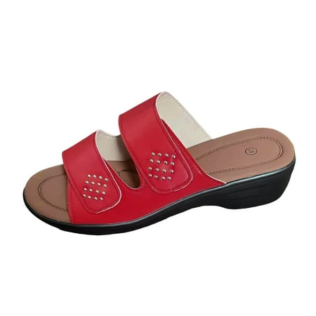 ZHAGHMIN Thick Sole Women Slippers Summer Solid Pu Leather Hook&Loop Open Toe Dressy Sandals Womens Wedge Vintage Slides Flip Flops 2023 Red Size8
ZHAGHMIN Thick Sole Women Slippers Summer Solid Pu Leather Hook&Loop Open Toe Dressy Sandals Womens Wedge Vintage Slides Flip Flops 2023 Red Size8