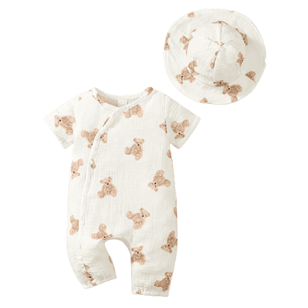 Mikrdoo Baby Girls Clothes Bear Print 1 Months Newborn Girls Single Breasted Design Summer 3 Months Newborn Girls Romper With Hat 2Pcs Romper Set Apricot
Mikrdoo Baby Girls Clothes Bear Print 1 Months Newborn Girls Single Breasted Design Summer 3 Months Newborn Girls Romper With Hat 2Pcs Romper Set Apricot