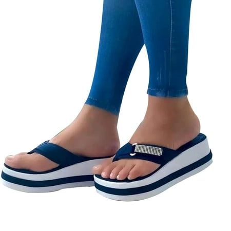 Round-toe Color Block Toe Post Platform Slippers for Women with Thick Sole Rhinestone
Round-toe Color Block Toe Post Platform Slippers for Women with Thick Sole Rhinestone