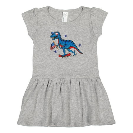Inktastic USA Patriotic Dinosaur 4th of July Gift Toddler Girl Dress