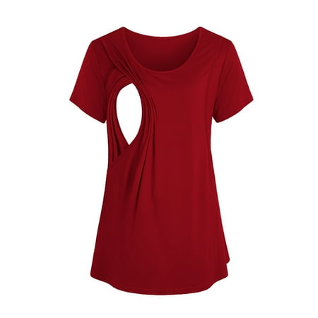 BUIgtTklOP Shirts for Women Fashion Solid Short Sleeve Breast-Feeding Pregnant Woman Maternity Blouse Red S
BUIgtTklOP Shirts for Women Fashion Solid Short Sleeve Breast-Feeding Pregnant Woman Maternity Blouse Red S