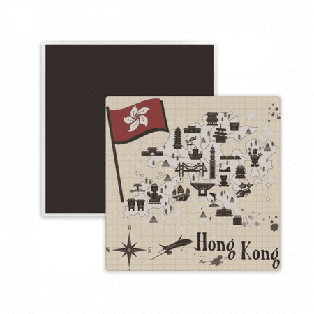 Hong Kong China Style Visiting Square Ceracs Fridge Magnet Keepsake Memento
