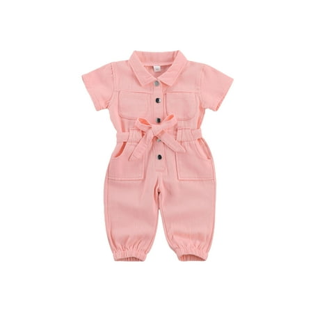 Canrulo Toddler Baby Girl Overall Short Sleeve Romper Jumpsuit Bodysuit One Piece Outfits with Belt Summer Clothes Pink 1-2 Years
Canrulo Toddler Baby Girl Overall Short Sleeve Romper Jumpsuit Bodysuit One Piece Outfits with Belt Summer Clothes Pink 1-2 Years