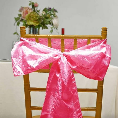 BalsaCircle 5 Crinkled Crushed Taffeta Chair Sash Bows Ties Fuchsia