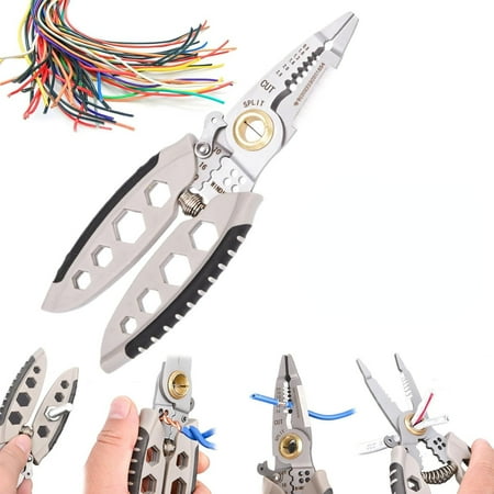 Professional Electrician 7 Inch Multipurpose Wire Stripper Tool with Safety Latch and Hex Holes - Set of 2 Pcs - Durable Wire Stripper and Crimping Tool for All Your Electrical Needs
Professional Electrician 7 Inch Multipurpose Wire Stripper Tool with Safety Latch and Hex Holes - Set of 2 Pcs - Durable Wire Stripper and Crimping Tool for All Your Electrical Needs