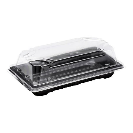 Roku Rectangle Black Plastic Medium Take Out Sushi Tray - with Clear Lid - 6 3/4 x 3 3/4 x 2 - 100 count box
Roku Rectangle Black Plastic Medium Take Out Sushi Tray - with Clear Lid - 6 3/4 x 3 3/4 x 2 - 100 count box