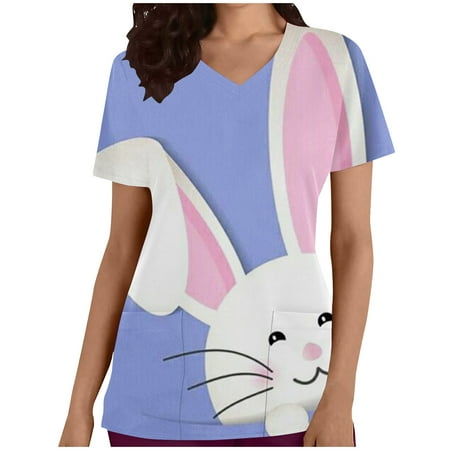 Lirclo Women s Printed V Neck Scrub Tops Cute Uniforms Easter Bunny Graphic with Pocket T-Shirt Print Purple M
Lirclo Women s Printed V Neck Scrub Tops Cute Uniforms Easter Bunny Graphic with Pocket T-Shirt Print Purple M