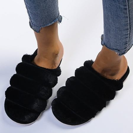Cathalem Slippers for Women Hard Sole Ladies Fashion Solid Color Closed Toe Warm Plush Flat Casual Cotton Slippers Shoes Black 6
Cathalem Slippers for Women Hard Sole Ladies Fashion Solid Color Closed Toe Warm Plush Flat Casual Cotton Slippers Shoes Black 6