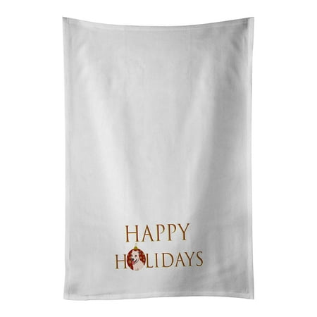 Pit Bull Puppy Happy Holidays White Kitchen Towel Set of 2 19 in x 28 in