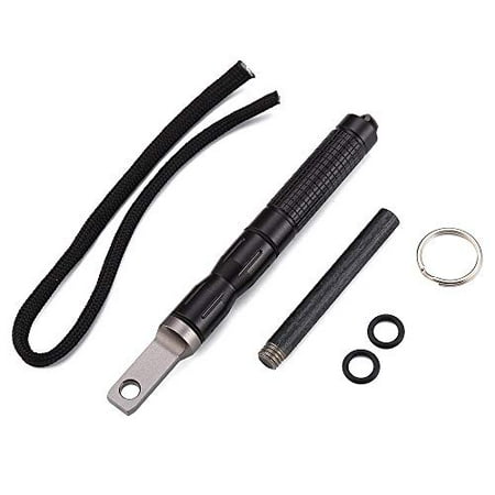 

DOSMAMZ Waterproof Ferro Rod Fire Starter Flint Steel Magnesium Rod EDC Gear with Scraper Striker and an Extra Replaceable Threaded Flint Fire Steel Rod (Black)