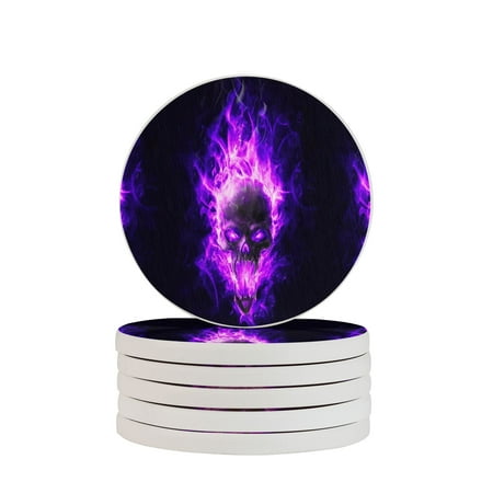 Circular Drink Coasters Set Purple Flame Skull Beautiful Home Decor Diatomite Heat-Resistant Diatomite Protect Table Countertop
Circular Drink Coasters Set Purple Flame Skull Beautiful Home Decor Diatomite Heat-Resistant Diatomite Protect Table Countertop