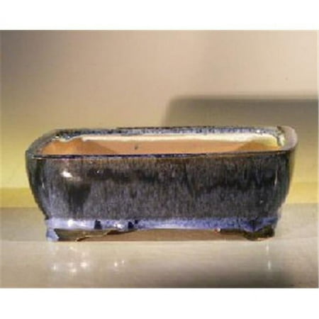 8 x 6 x 2.5 in. Ceramic Bonsai Pot Marble Blue - Rectangle