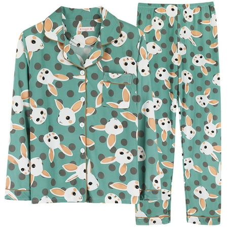 FAIOIN Women Cartoon Bunny Dot Print Pajamas Set Long Sleeve Button Top Pants Sleepwear
FAIOIN Women Cartoon Bunny Dot Print Pajamas Set Long Sleeve Button Top Pants Sleepwear
