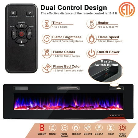 SIXWIN 68 Inch Ultra-Thin Electric Fireplace Recessed Wall Mounted with Crystal Log Decoration 
SIXWIN 68 Inch Ultra-Thin Electric Fireplace Recessed Wall Mounted with Crystal Log Decoration