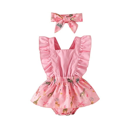 Arvbitana Baby Girl Romper Dress Sleeveless Square Neck Cartoon Animal Print Ruffle Bodysuit + Headband Summer Clothing Set 2Pcs 3-24M
Arvbitana Baby Girl Romper Dress Sleeveless Square Neck Cartoon Animal Print Ruffle Bodysuit + Headband Summer Clothing Set 2Pcs 3-24M