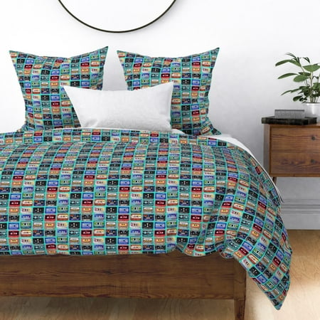 Cassette Tapes Retro Paint 90S Music Vintage Sateen Duvet Cover by Roostery