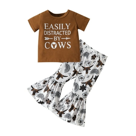 Toddler Girl Summer Clothes Set Letter Print Short Sleeve Round Neck T-Shirt + Bull Head Pattern Flare Pants
Toddler Girl Summer Clothes Set Letter Print Short Sleeve Round Neck T-Shirt + Bull Head Pattern Flare Pants