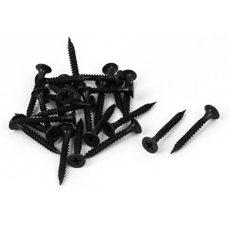 M3.5x30mm Zinc Plated Flat Head Self Tapping Screws Black 25pcs