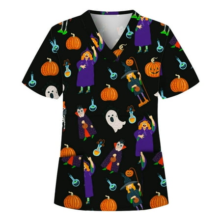 Tarmeek Women s Halloween Printed Scrub Tops Plus Size V-Neck Fun T Shirts Workwear Nurse Uniform Tee with Pockets Blouses for Women Fashion 2022
Tarmeek Women s Halloween Printed Scrub Tops Plus Size V-Neck Fun T Shirts Workwear Nurse Uniform Tee with Pockets Blouses for Women Fashion 2022