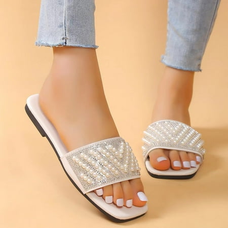Aayomet Slippers for Women Fashion Spring Summer Women Slippers Flat Bottom Lightweight Pearl Sequins Solid Open Toe Comfortable Beige 7
Aayomet Slippers for Women Fashion Spring Summer Women Slippers Flat Bottom Lightweight Pearl Sequins Solid Open Toe Comfortable Beige 7