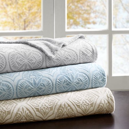 Isabella Textured Ultra Plush Blanket Blue Full/Queen, Stay warm and cozy with the Madison Park Isabella Ultra Plush Blanket. The irresistibly soft.., By Madison Park