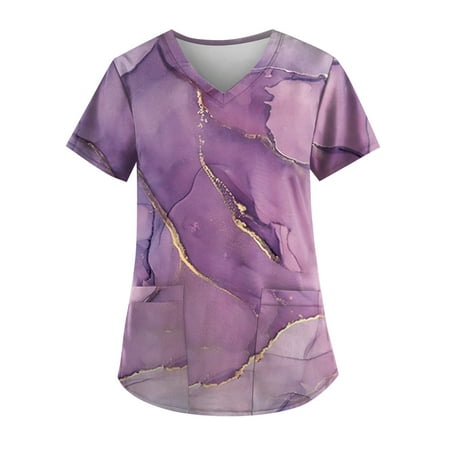 Hanas Tops Plus Size Printed Scrub Working Uniform Tops For Women V-Neck Short Sleeve T-Shirts Workwear Tee With Pockets Purple/M
Hanas Tops Plus Size Printed Scrub Working Uniform Tops For Women V-Neck Short Sleeve T-Shirts Workwear Tee With Pockets Purple/M
