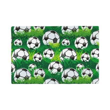 Placemats Set of 4 soccer Football ball green grass Heat Resistant Non - Slip Place mats Waterproof table mat for Kitchen Dining-6片装 
Placemats Set of 4 soccer Football ball green grass Heat Resistant Non - Slip Place mats Waterproof table mat for Kitchen Dining-6片装