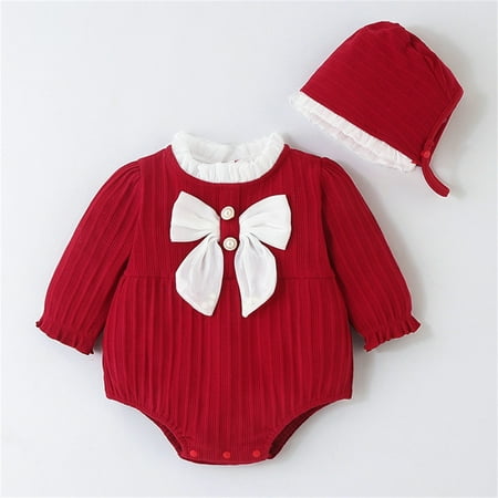 FZM Christmas Babys Girls Bow Tie Solid Spring Winter Long Sleeve Romper Bodysuit Hat Clothes
FZM Christmas Babys Girls Bow Tie Solid Spring Winter Long Sleeve Romper Bodysuit Hat Clothes