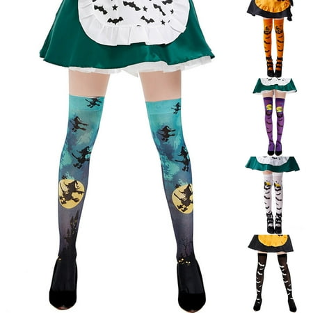 Opolski 2 Pair Thigh High Stockings Witch Pattern Over-knee Length Stretchy Long Socks Halloween Costumes
Opolski 2 Pair Thigh High Stockings Witch Pattern Over-knee Length Stretchy Long Socks Halloween Costumes