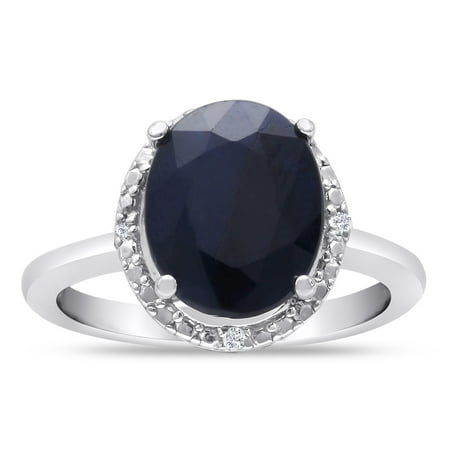 3ct Oval Shape Natural Sapphire and Halo Diamond Ring In Sterling Silver