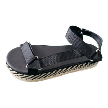 Women s Wicker- Soled Straw Sandals With Thick-soled One-word Sandals