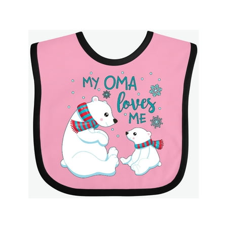 Inktastic My Oma Loves Me- cute polar bears Gift Baby Boy or Baby Girl Bib