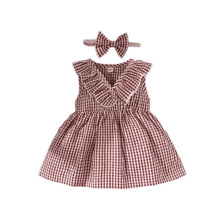 Mikrdoo Infant Baby Girls Clothes Lotus Leaf Collar Plaid Pattern Sleeveless Dress With Headband 2Pcs Summer Set Red 12-18 Months
Mikrdoo Infant Baby Girls Clothes Lotus Leaf Collar Plaid Pattern Sleeveless Dress With Headband 2Pcs Summer Set Red 12-18 Months