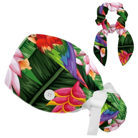 Working Cap with Buttons and Sweatband Scrub Hat Bouffant Caps with Scrunchie Parrot Tie Back Hats
Working Cap with Buttons and Sweatband Scrub Hat Bouffant Caps with Scrunchie Parrot Tie Back Hats