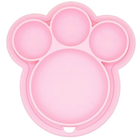 Dinner Plate Kids Silicone Food Fruits Divided Dish Bowl Paw Shape Feeding Tableware Baby Toy Gift Gray