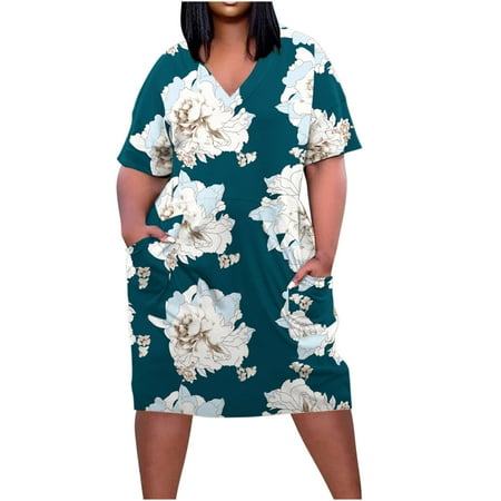 YanHoo Women s Beach Sundress V Neck Short Sleeve Casual T-Shirt Dress Plus Size Summer Midi Dress with Pockets
YanHoo Women s Beach Sundress V Neck Short Sleeve Casual T-Shirt Dress Plus Size Summer Midi Dress with Pockets