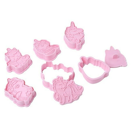 6pcs Unicorn Shape Cookie Cutter Mold Plastic 3D Cartoon Animal Baking Moulds