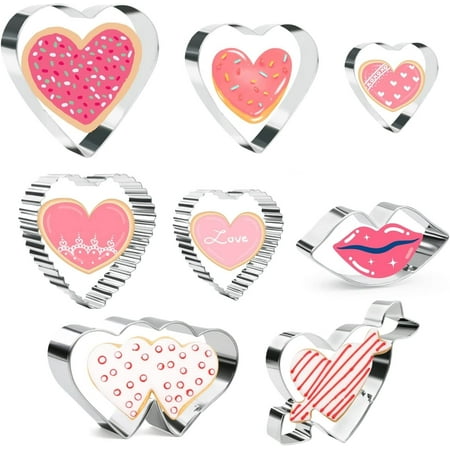 KAISHENE Valentine s Day Heart Cookie Cutters Set - 8 Piece Valentine Biscuit Cutters Heart Heart with Arrow Double Heart Heart with Wing & Two Half Heart Stainless Steel
KAISHENE Valentine s Day Heart Cookie Cutters Set - 8 Piece Valentine Biscuit Cutters Heart Heart with Arrow Double Heart Heart with Wing & Two Half Heart Stainless Steel